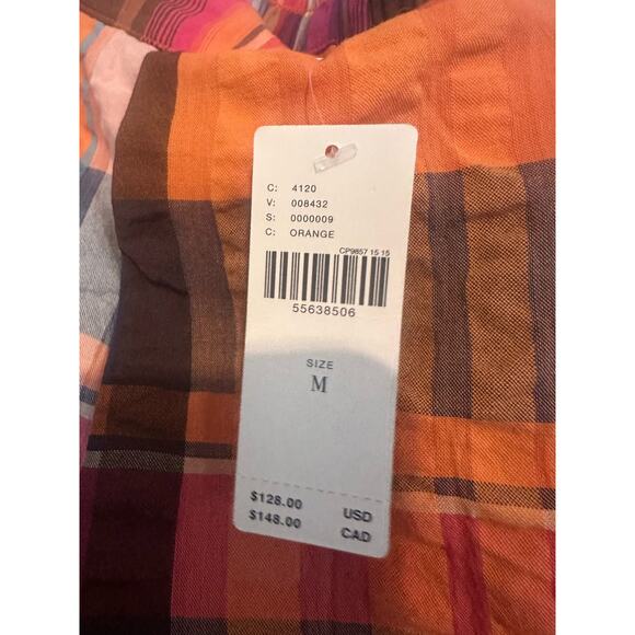 Anthropologie Maeve Skirt Pippa Pleated Midi A-Line Plaid Orange Size Medium NWT - Picture 8 of 8